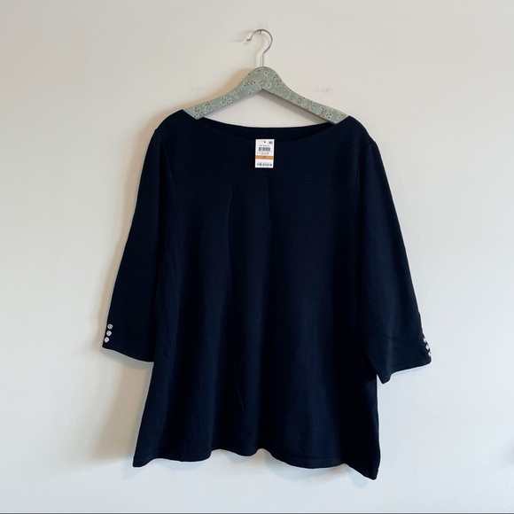 NWT Karen Scott Ballet Neck Black Sweater - Picture 1 of 5